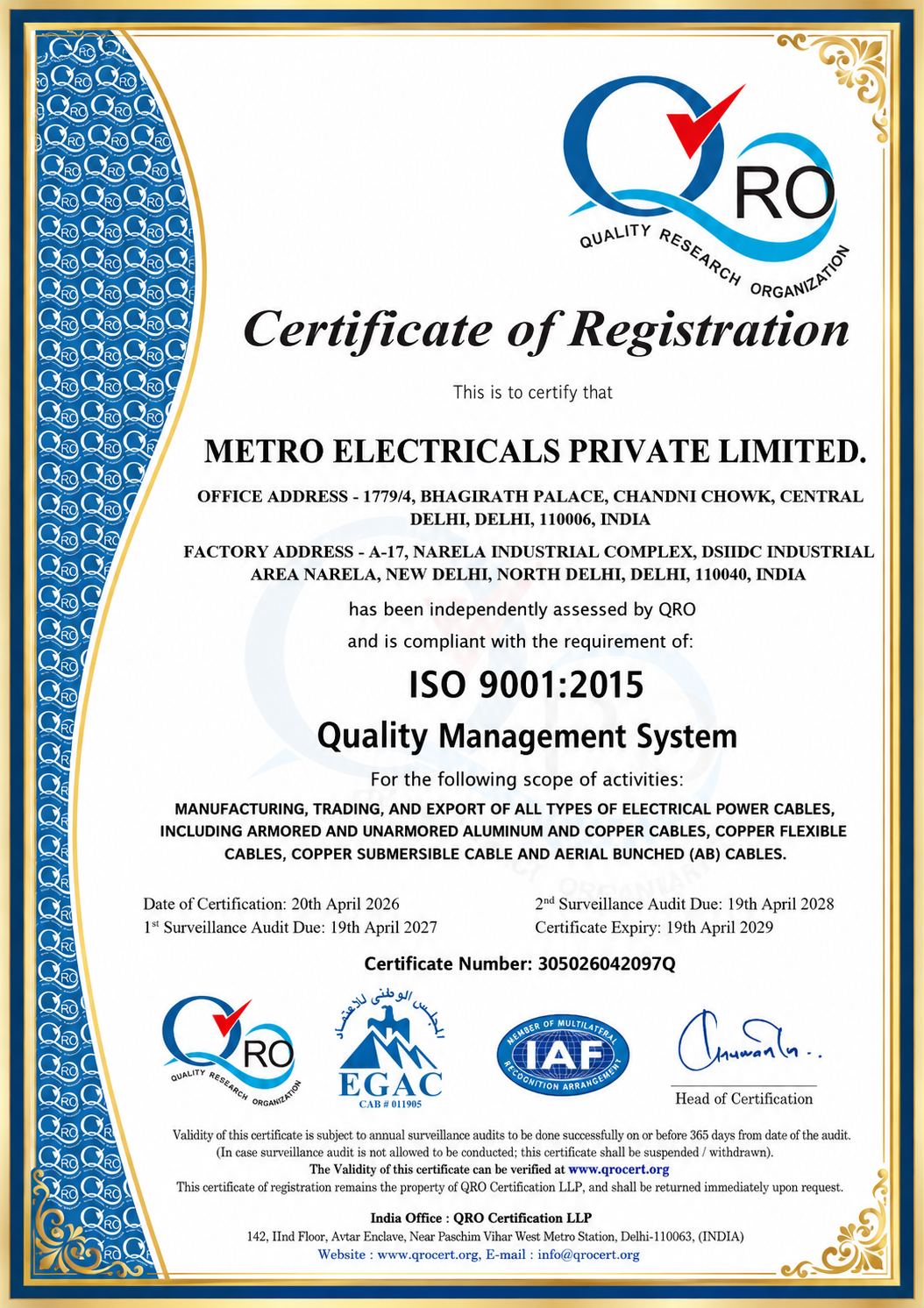 ISO 9001:2015 certificate